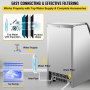 VEVOR 110V Commercial Ice Maker Machine 120LBS/24H Stainless Steel Ice Machine with 29LBS Storage for Home Office Shop Bart, 50 Ice Cubes Ready in 11-15Mins, Water Filter and Connection Hose Included