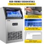 VEVOR 110V Commercial Ice Maker Machine 120LBS/24H Stainless Steel Ice Machine with 29LBS Storage for Home Office Shop Bart, 50 Ice Cubes Ready in 11-15Mins, Water Filter and Connection Hose Included