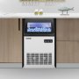 VEVOR Máquina para hacer hielo comercial de 110 V, 155 libras/24 horas, máquina de hielo de acero inoxidable de 530 W con capacidad de almacenamiento de 33 libras, 72 cubitos de hielo listos en 11-15 minutos, incluye filtro de agua y manguera de conexión