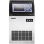 VEVOR Máquina para hacer hielo comercial de 110 V, 155 libras/24 horas, máquina de hielo de acero inoxidable de 530 W con capacidad de almacenamiento de 33 libras, 72 cubitos de hielo listos en 11-15 minutos, incluye filtro de agua y manguera de conexión