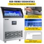 VEVOR 110V Commercial Ice Maker Machine 200LBS/24H, 710W Stainless Steel Ice Machine with 55LBS Storage Capacity, 90 Ice Cubes Ready in 11-15Mins, Includes Water Filter and Connection Hose