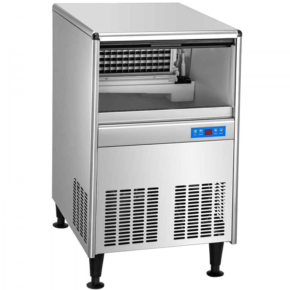 VEVOR 110V Commercial Ice Maker Machine, 170LBS/24H ETL Approved Stainless Steel Ice Machine with 66LBS Bin, Auto Clean, Clear Cube, Air-Cooled, Include Water Filter and Drain Pump
