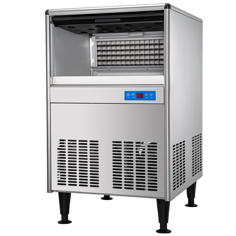 VEVOR 110V Commercial Ice Maker Machine, 170LBS/24H ETL Approved Stainless Steel Ice Machine with 66LBS Bin, Auto Clean, Clear Cube, Air-Cooled, Include Water Filter and Drain Pump
