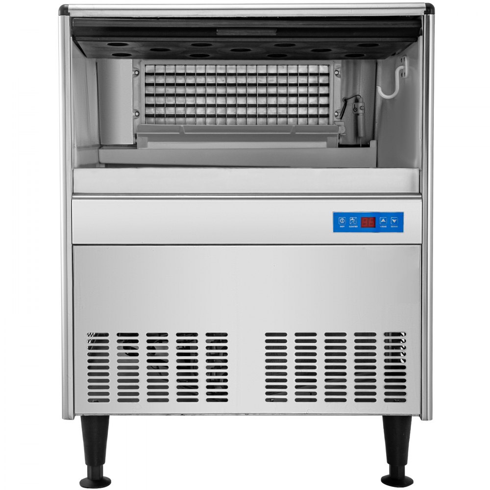 VEVOR 110V Commercial Ice Maker Machine 220LBS/24H ETL Approved Stainless Steel Ice Machine with 99LBS Bin, Auto Clean, Clear Cube, Air-Cooled, Include Water Filter and Drain Pump