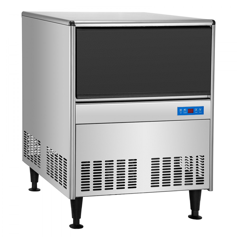 VEVOR 110V Commercial Ice Maker Machine 220LBS/24H ETL Approved Stainless Steel Ice Machine with 99LBS Bin, Auto Clean, Clear Cube, Air-Cooled, Include Water Filter and Drain Pump