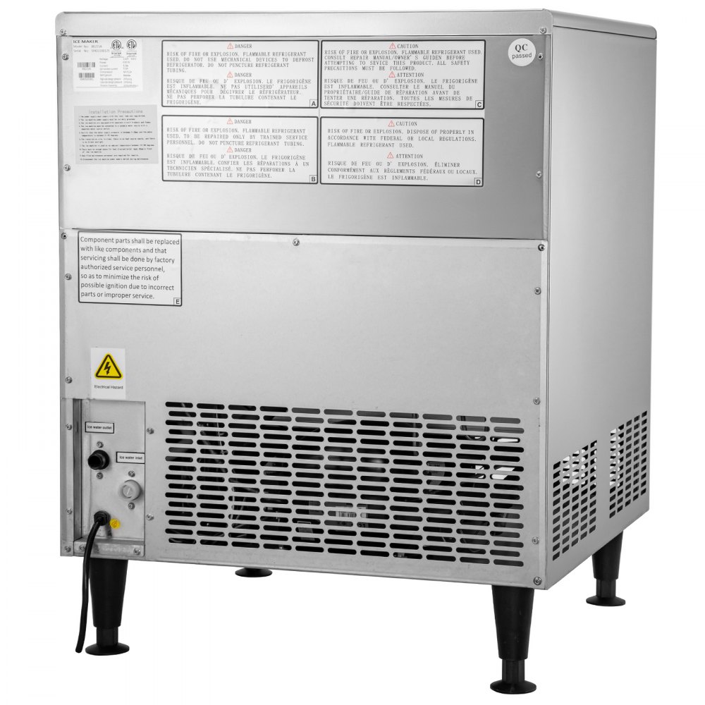 VEVOR 110V Commercial Ice Maker Machine 220LBS/24H ETL Approved Stainless Steel Ice Machine with 99LBS Bin, Auto Clean, Clear Cube, Air-Cooled, Include Water Filter and Drain Pump