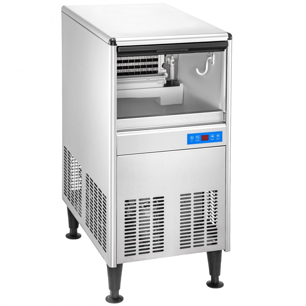 VEVOR 110V Commercial Ice Maker Machine 125LBS/24H ETL Approved Stainless Steel Ice Machine with 50LBS Bin, Auto Clean, Clear Cube, Air-Cooled, Include Water Filter and Drain Pump