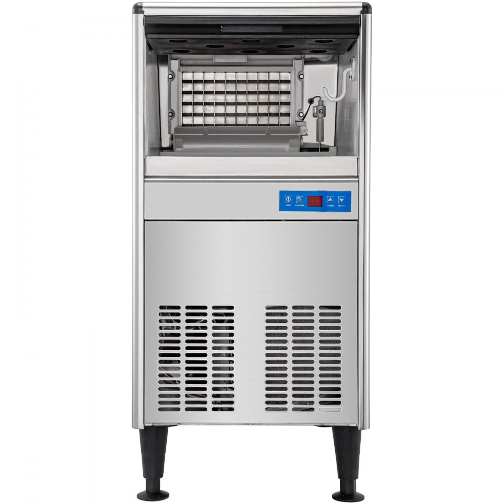 VEVOR 110V Commercial Ice Maker Machine 125LBS/24H ETL Approved Stainless Steel Ice Machine with 50LBS Bin, Auto Clean, Clear Cube, Air-Cooled, Include Water Filter and Drain Pump