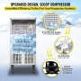 VEVOR Máquina para hacer hielo comercial de 110 V, 125 libras/24 horas, máquina de hielo de acero inoxidable aprobada por ETL con contenedor de 50 libras, limpieza automática, cubo transparente, refrigerado por aire, incluye filtro de agua y bomba de drenaje