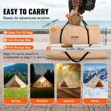 VEVOR 3-5 Person Canvas Glamping Bell Tent, Breathable Waterproof Yurt Tent with Stove Jack and Detachable Side Wall for Family Camping, 10'x 10'x98"(Diameter 3M)