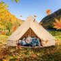 VEVOR Canvas Bell Tent, 4 Seasons 4 m/13.12 ft Yurt Tent, Canvas Tent for Camping with Stove Jack, Breathable Tent Holds up to 6 People, Family Camping Outdoor Hunting Party