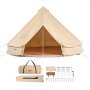 VEVOR Canvas Bell tält, 4 säsonger 5 m/16,4 fot Jurt tält, canvas tält för camping med spisjack, andningsbart tält rymmer upp till 8 personer, familjecamping utomhusjaktfest
