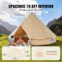 VEVOR 10-12 Person Canvas Glamping Bell Tent, Breathable Waterproof Yurt Tent with Stove Jack and Detachable Side Wall for Family Camping, 20'x20'x138"(Diameter 6M)