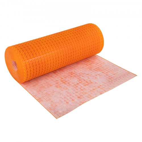 VEVOR Heated Floor Uncoupling Membrane, 3.3’ x 42.6’ Tile Floor Underlayment Roll, Polyethylene Heating Membrane Sheet, Waterproof Membrane Orange, Crack Isolation Membrane, Heated floor Mats for Tile