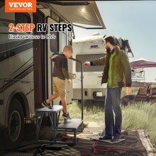 VEVOR RV Steps 2-Step RV Stairs 440 LBS Handrail Carbon Steel RV Trailer Camper