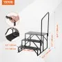 VEVOR RV Steps, 3-Step RV Stairs, 440 LBS/199.6 kg Load Capacity, Thickened Carbon Steel, With Handrail, Non-Slip Steps for Safe Entry and Exit, Suit for RV, Trailer, Camper Steps