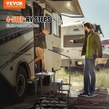 VEVOR RV Steps, 4-Step RV Stairs, 199.58KGS Load Capacity, Thickened Carbon Steel, With Handrail, Non-Slip Steps for Safe Entry and Exit, Suit for RV, Trailer, Camper Steps
