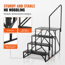 VEVOR RV Steps, 4-Step RV Stairs, 199.58KGS Load Capacity, Thickened Carbon Steel, With Handrail, Non-Slip Steps for Safe Entry and Exit, Suit for RV, Trailer, Camper Steps