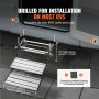 VEVOR electric rv steps, drilled for installation, with detailed mounting instructions and specifications.