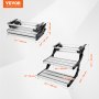 VEVOR electric rv steps, collapsible aluminum steps with detailed dimensions for easy rv access.