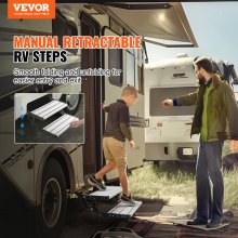 VEVOR RV Steps, 2-Step, Manual Retractable RV Stairs, Foldable, 440 LBS Load Capacity, Aluminum Alloy Steps, Thickened Steel Plate, Non-Slip Steps for Safe Entry and Exit, RV, Trailer, Camper Steps