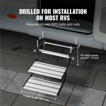 VEVOR RV Steps, 2-Step, Manual Retractable RV Stairs, Foldable, 440 LBS Load Capacity, Aluminum Alloy Steps, Thickened Steel Plate, Non-Slip Steps for Safe Entry and Exit, RV, Trailer, Camper Steps