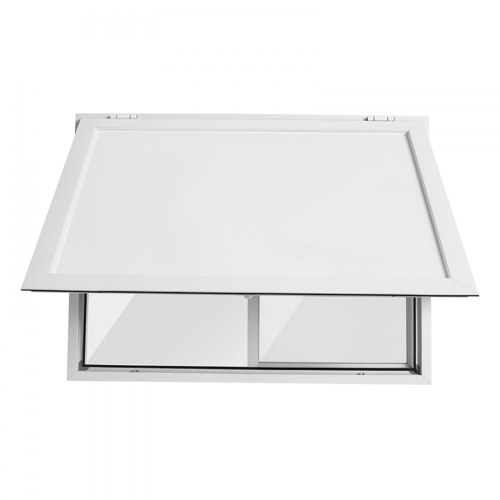 VEVOR Concession Window 48x36 in Aluminum Alloy Service Window, for Food Truck, Up to 85 Degrees Stand Serving with 2 Sliding Acrylic Windows, Awning Door and Drag Hook, Rainwater Resistant