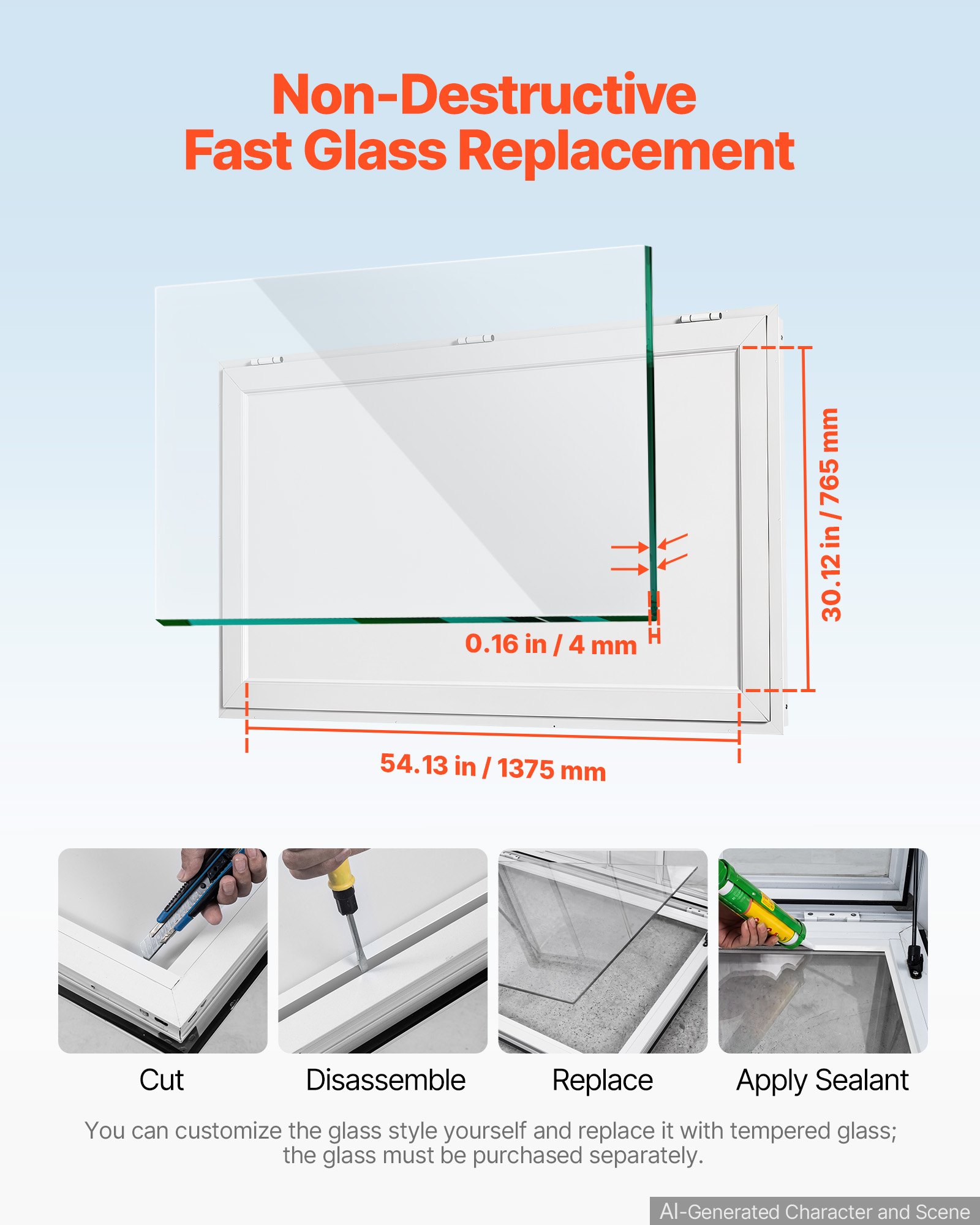 VEVOR Concession Window 1524x915mm Aluminum Alloy Service Window, for Food Truck, Up to 85 Degrees Stand Serving w/ 4 Sliding Acrylic Windows, Awning Door and Drag Hook, Rainwater Resistant