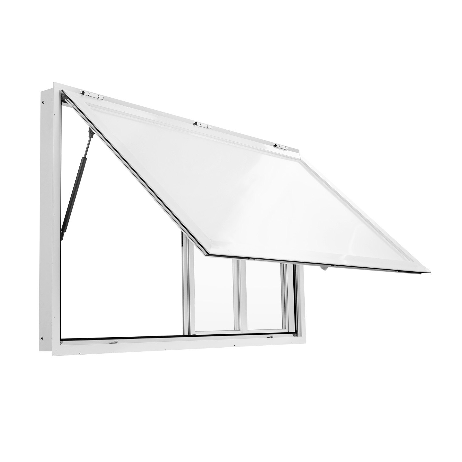 VEVOR Concession Window 1524x915mm Aluminum Alloy Service Window, for Food Truck, Up to 85 Degrees Stand Serving w/ 4 Sliding Acrylic Windows, Awning Door and Drag Hook, Rainwater Resistant