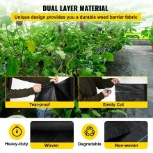 VEVOR Woven Ground Cover Weed Barrier 5.8oz Landscape Fabric 4'x 300' Garden Mat