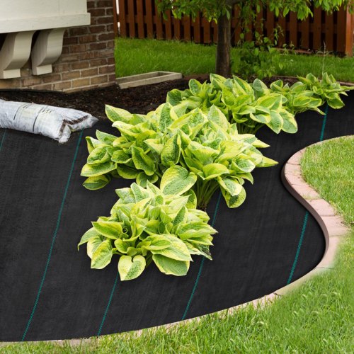 VEVOR Weed Barrier Landscape Fabric, 5 x 250 ft, 5 Oz Premium Woven Ground Cover Heavy Duty PP Material & Easy Setup, Dual-Layer for Outdoor Garden, Lawn, Driveway, Black