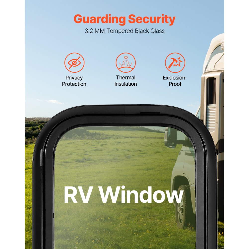 VEVOR Vertical RV Window, 12" W x 22" H Tinted Sliding RV Window with Net Screen & Trim Ring, Fit 15/16" - 1 3/4" Thickness Wall, RV Window Replacement for Teardrop Cargo Trailer Camper, DOT Approved