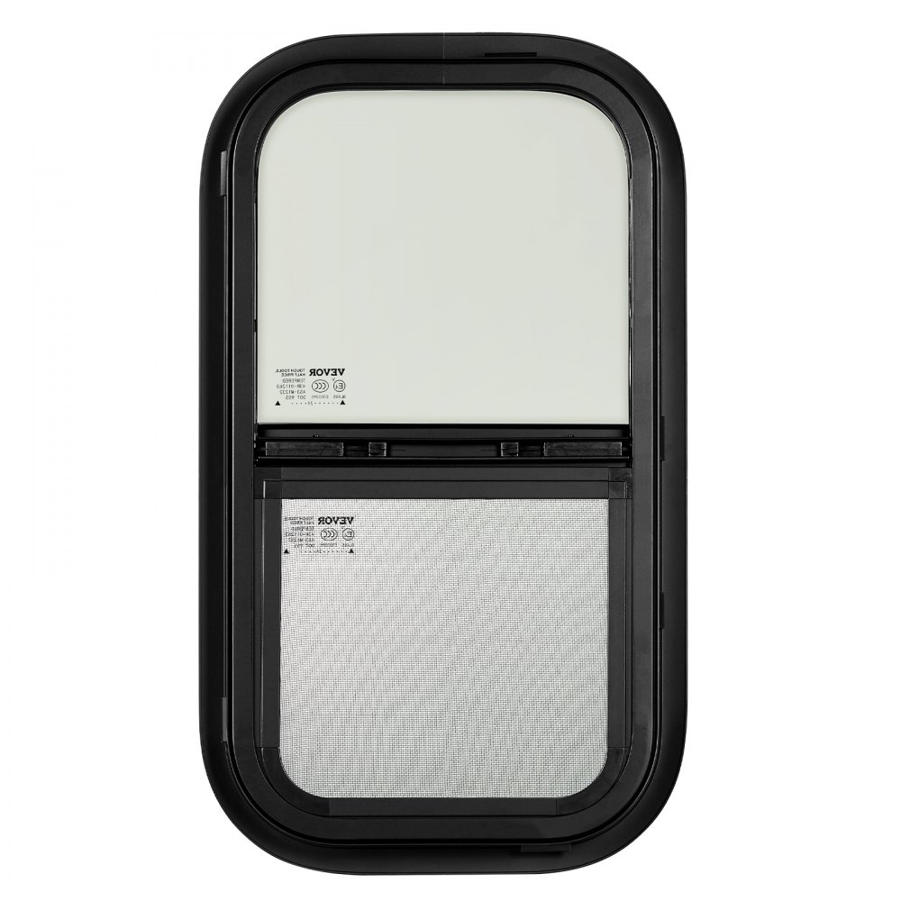 VEVOR Vertical RV Window, 12" W x 22" H Tinted Sliding RV Window with Net Screen & Trim Ring, Fit 15/16" - 1 3/4" Thickness Wall, RV Window Replacement for Teardrop Cargo Trailer Camper, DOT Approved