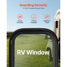 Vertical RV Window 12" W x 22" H Tinted Sliding RV Window & Net Screen Trim Ring