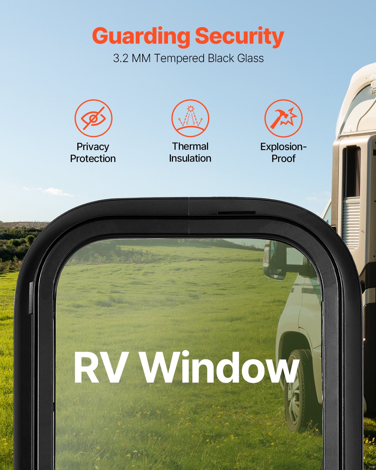 VEVOR Vertical RV Window, 12" W x 22" H Tinted Sliding RV Window with Net Screen & Trim Ring, Fit 15/16" - 1 3/4" Thickness Wall, RV Window Replacement for Teardrop Cargo Trailer Camper, DOT Approved