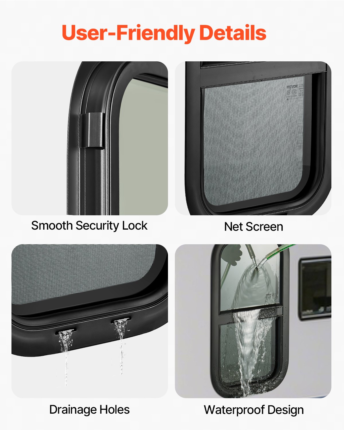 VEVOR Vertical RV Window, 12" W x 22" H Tinted Sliding RV Window with Net Screen & Trim Ring, Fit 15/16" - 1 3/4" Thickness Wall, RV Window Replacement for Teardrop Cargo Trailer Camper, DOT Approved