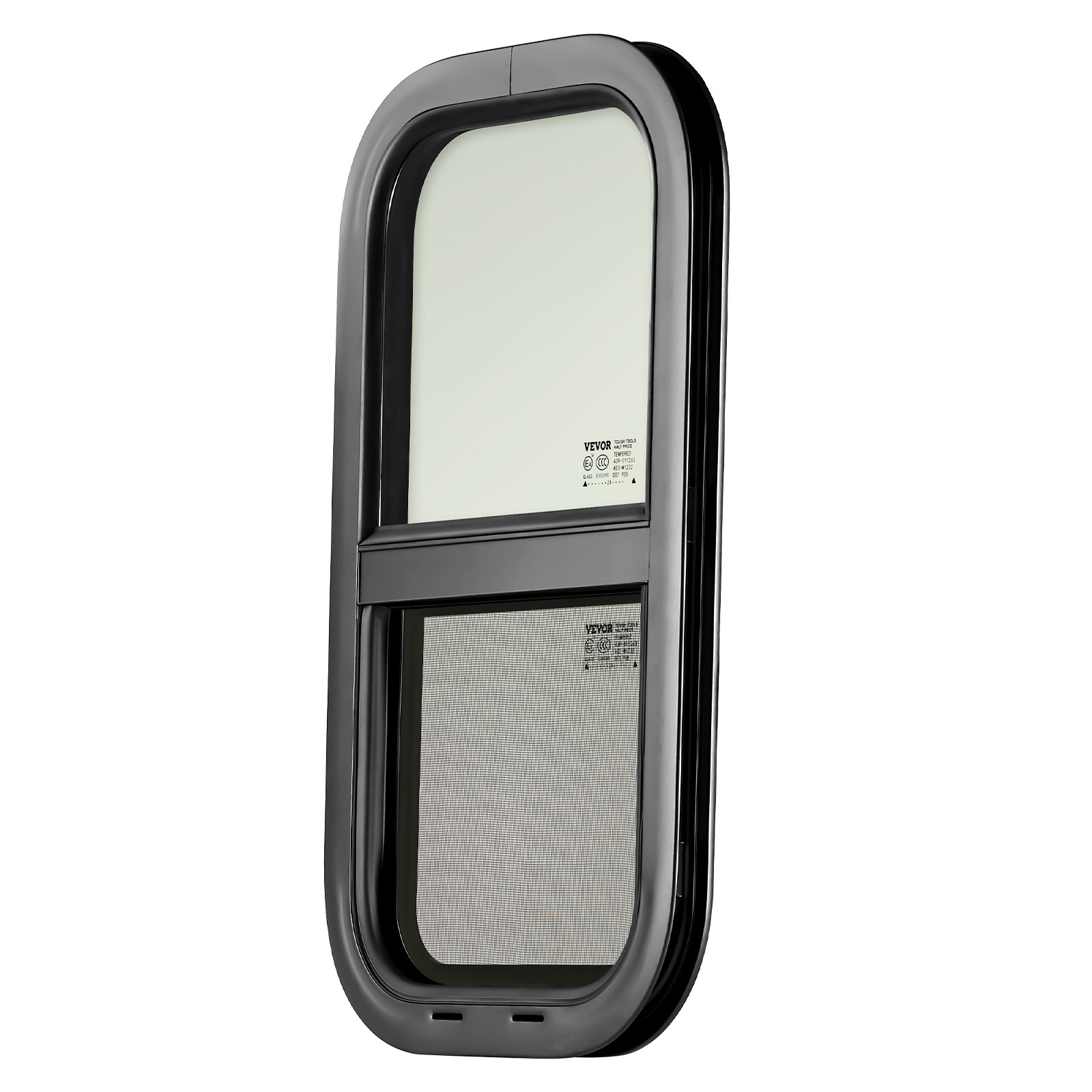 VEVOR Vertical RV Window, 12" W x 22" H Tinted Sliding RV Window with Net Screen & Trim Ring, Fit 15/16" - 1 3/4" Thickness Wall, RV Window Replacement for Teardrop Cargo Trailer Camper, DOT Approved
