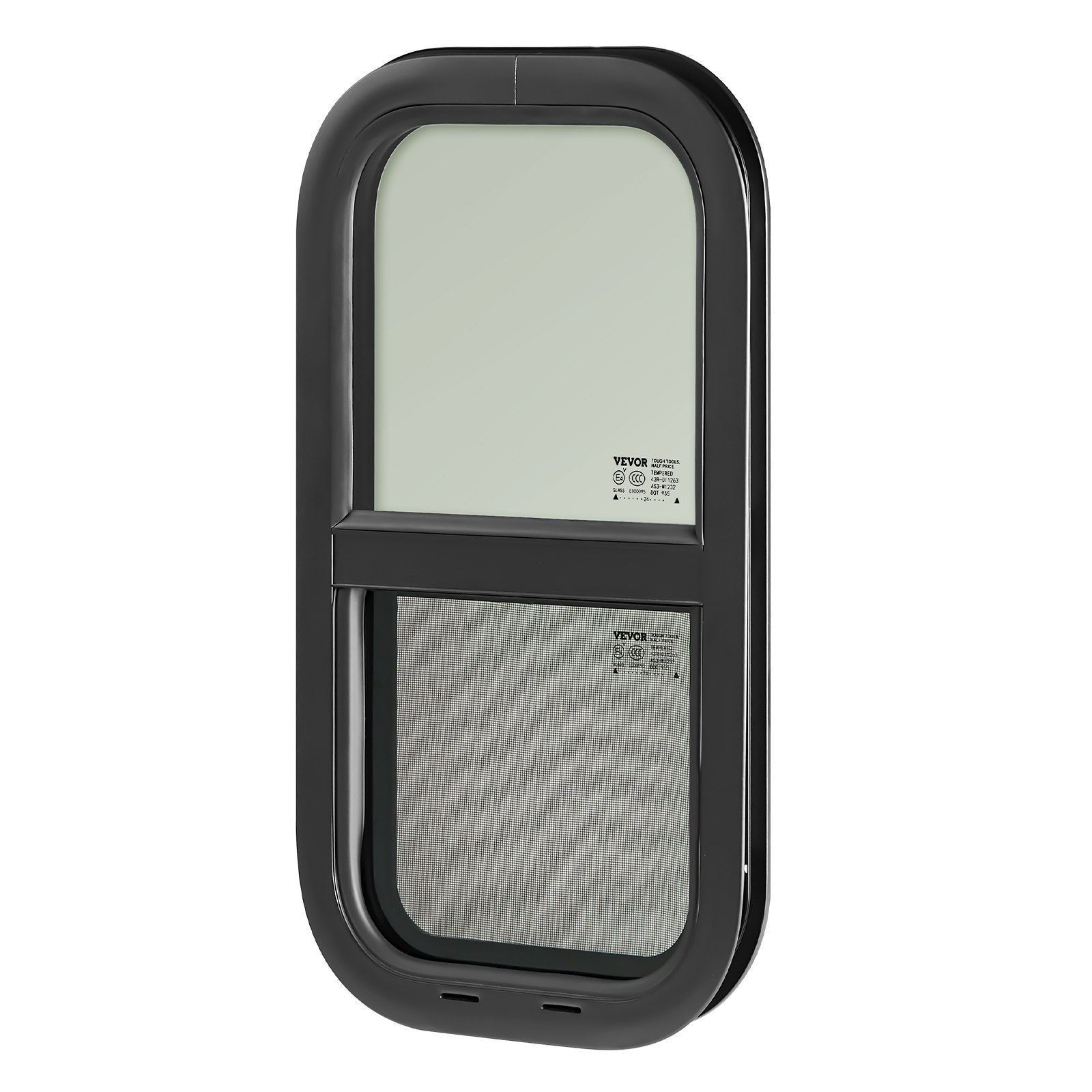 VEVOR Vertical RV Window, 12" W x 22" H Tinted Sliding RV Window with Net Screen & Trim Ring, Fit 15/16" - 1 3/4" Thickness Wall, RV Window Replacement for Teardrop Cargo Trailer Camper, DOT Approved