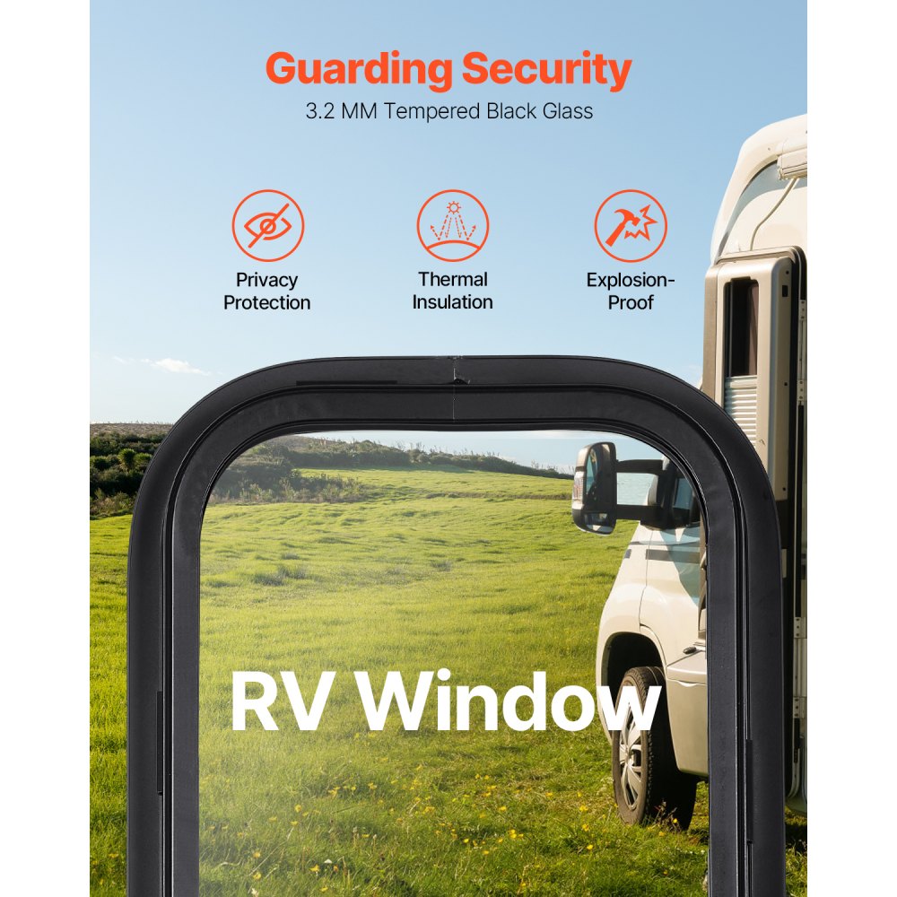 VEVOR Vertical RV Window, 12" W x 24" H Tinted Sliding RV Window with Net Screen & Trim Ring, Fit 15/16" - 1 3/4" Thickness Wall, RV Window Replacement for Teardrop Cargo Trailer Camper, DOT Approved