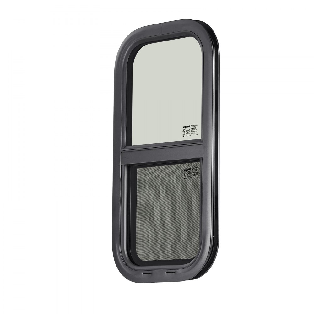 VEVOR Vertical RV Window, 12" W x 24" H Tinted Sliding RV Window with Net Screen & Trim Ring, Fit 15/16" - 1 3/4" Thickness Wall, RV Window Replacement for Teardrop Cargo Trailer Camper, DOT Approved
