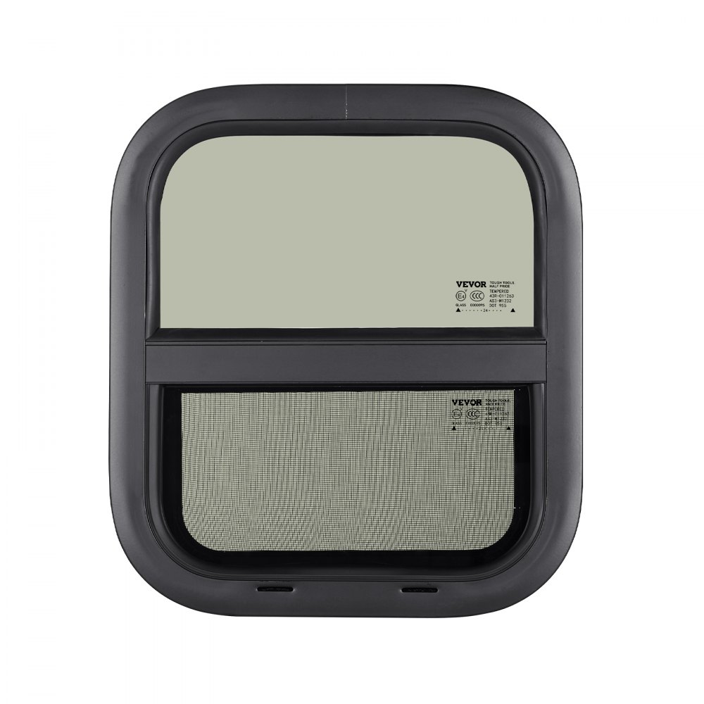 VEVOR Vertical RV Window, 14" W x 16" H Tinted Sliding RV Window with Net Screen & Trim Ring, Fit 15/16" - 1 3/4" Thickness Wall, RV Window Replacement for Teardrop Cargo Trailer Camper, DOT Approved