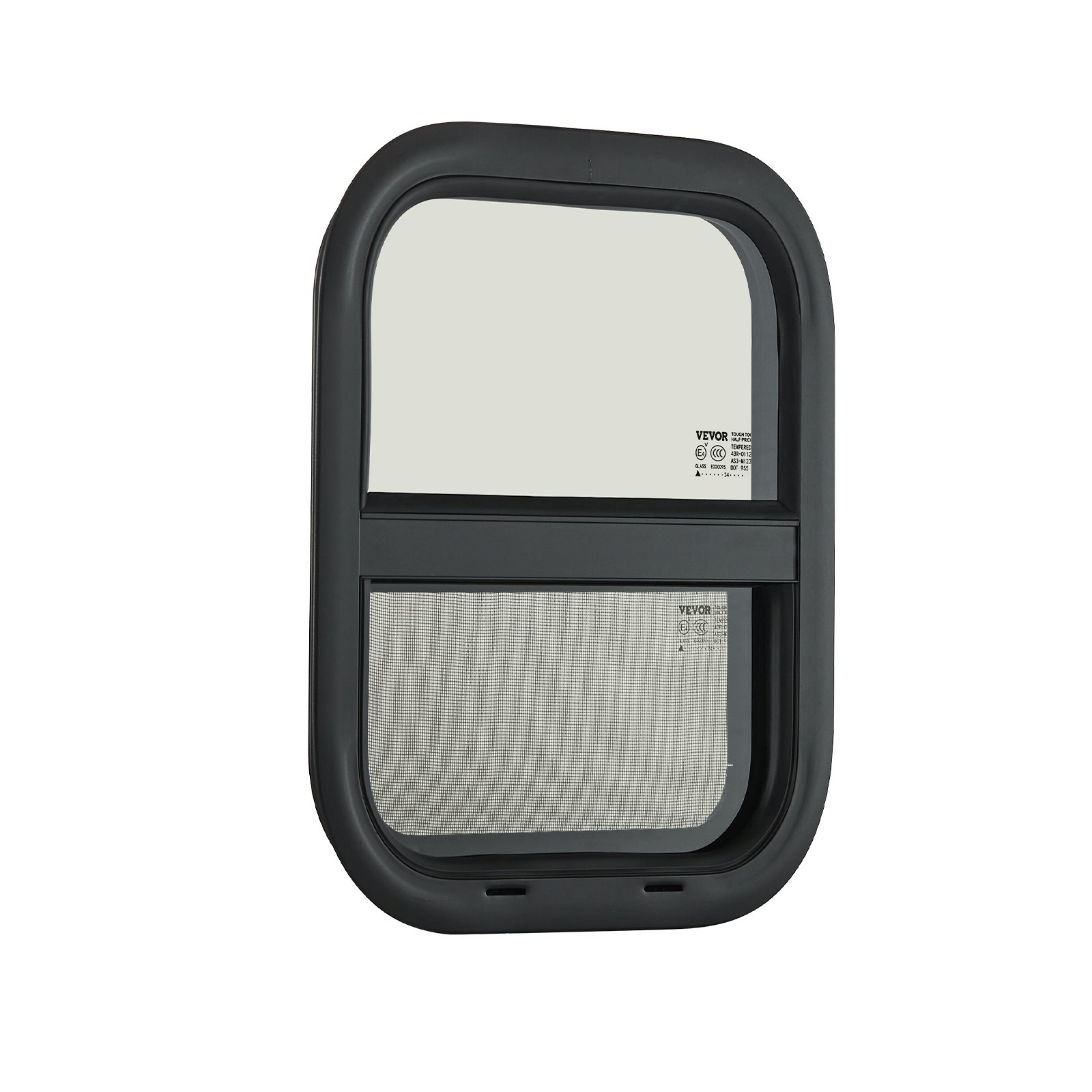 VEVOR Vertical RV Window, 14" W x 16" H Tinted Sliding RV Window with Net Screen & Trim Ring, Fit 15/16" - 1 3/4" Thickness Wall, RV Window Replacement for Teardrop Cargo Trailer Camper, DOT Approved