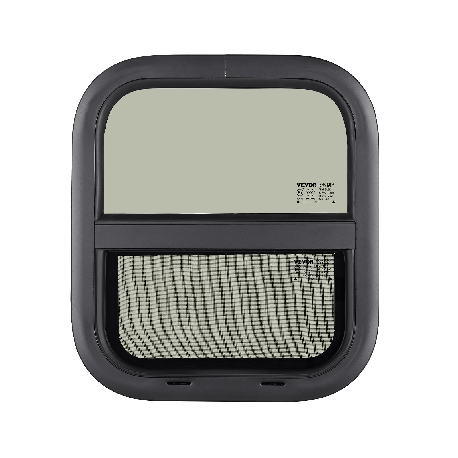 VEVOR Vertical RV Window, 14" W x 16" H Tinted Sliding RV Window with Net Screen & Trim Ring, Fit 15/16" - 1 3/4" Thickness Wall, RV Window Replacement for Teardrop Cargo Trailer Camper, DOT Approved
