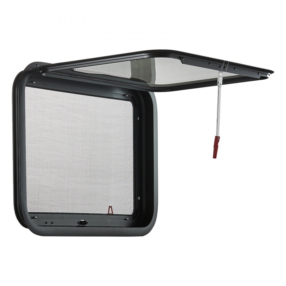 VEVOR RV Exit Window, 30" W x 20" H Tinted RV Window with Net Screen and Trim Ring, Fit for 1 1/4" - 1 13/16" Thickness Wall, RV Window Replacement for Teardrop Cargo Trailer Camper, DOT Approved