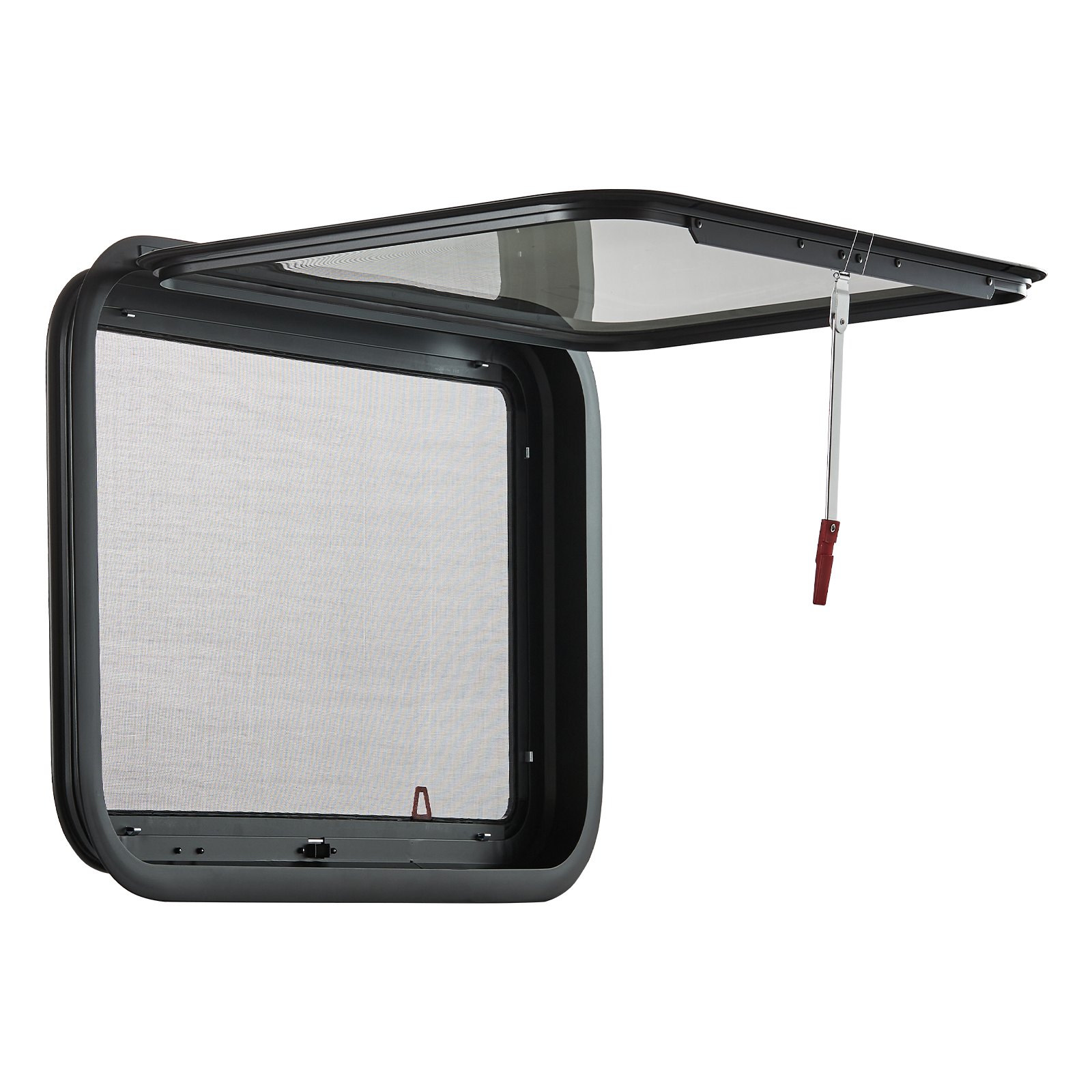 VEVOR RV Exit Window, 30" W x 20" H Tinted RV Window with Net Screen and Trim Ring, Fit for 1 1/4" - 1 13/16" Thickness Wall, RV Window Replacement for Teardrop Cargo Trailer Camper, DOT Approved