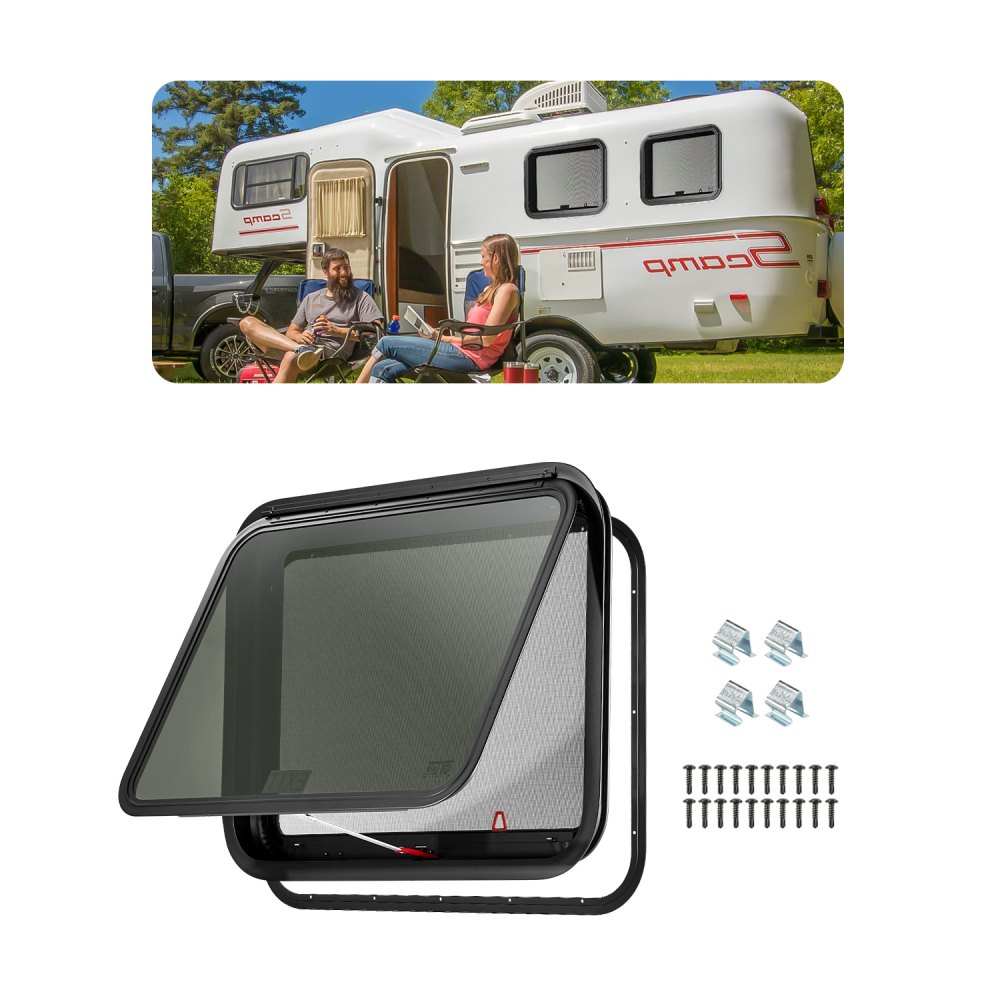 VEVOR Exit RV Window 30" W x 22" H Emergency Push Out Window W/ Screen & Ring