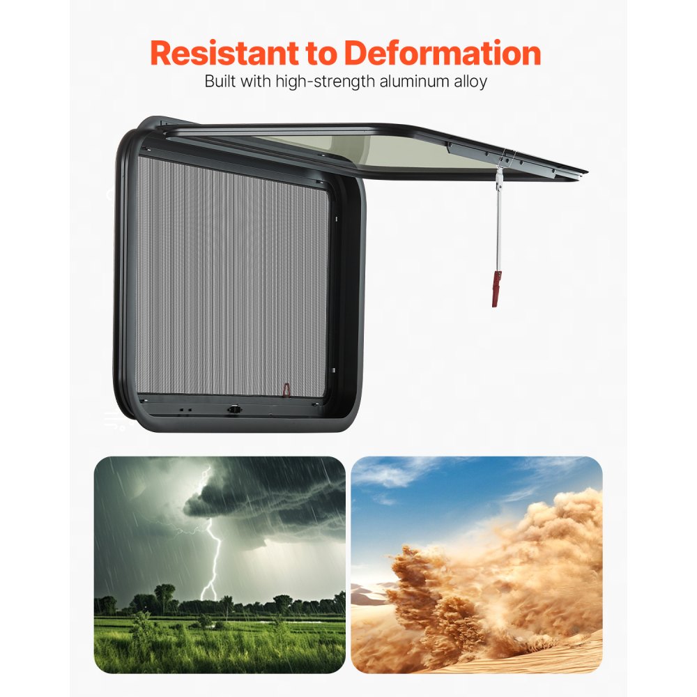 VEVOR RV Exit Window, 36" W x 22" H Tinted RV Window with Net Screen and Trim Ring, Fit for 1 1/4" - 1 13/16" Thickness Wall, RV Window Replacement for Teardrop Cargo Trailer Camper, DOT Approved