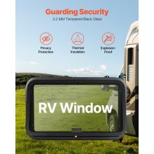 Exit RV Window 36" W x 22" H Emergency Push Out Window W/ Screen & Ring