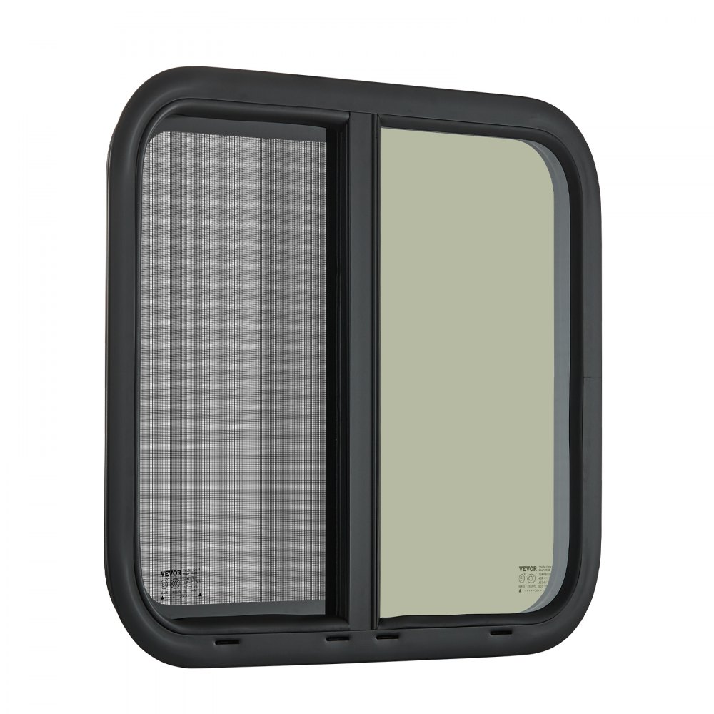 VEVOR Horizontal RV Window, 24" W x 20" H Tinted Sliding RV Window with Net Screen & Trim Ring, Fit 15/16"-1 3/4" Thickness Wall, RV Window Replacement for Teardrop Cargo Trailer Camper, DOT Approved