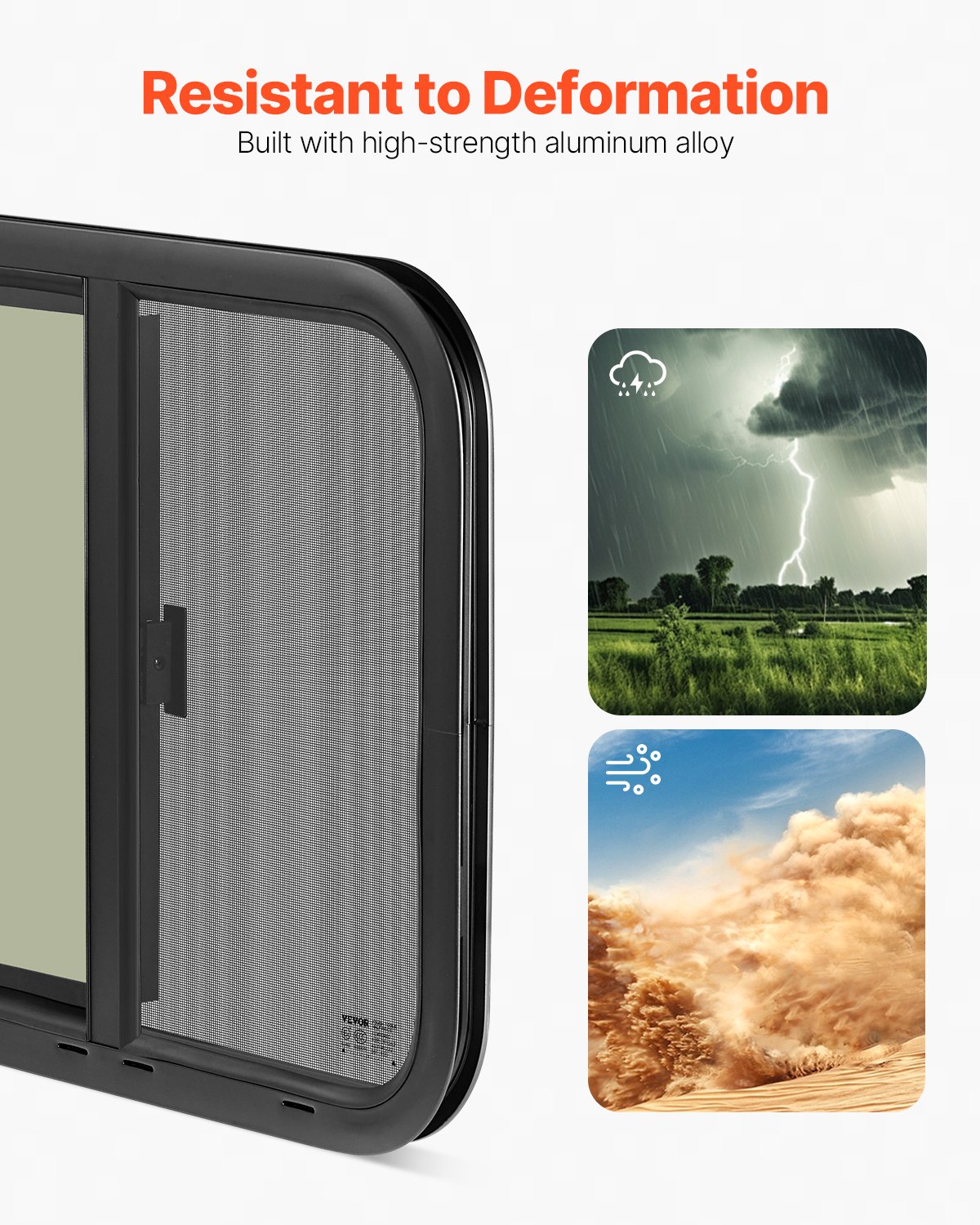 VEVOR Horizontal RV Window, 24" W x 20" H Tinted Sliding RV Window with Net Screen & Trim Ring, Fit 15/16"-1 3/4" Thickness Wall, RV Window Replacement for Teardrop Cargo Trailer Camper, DOT Approved